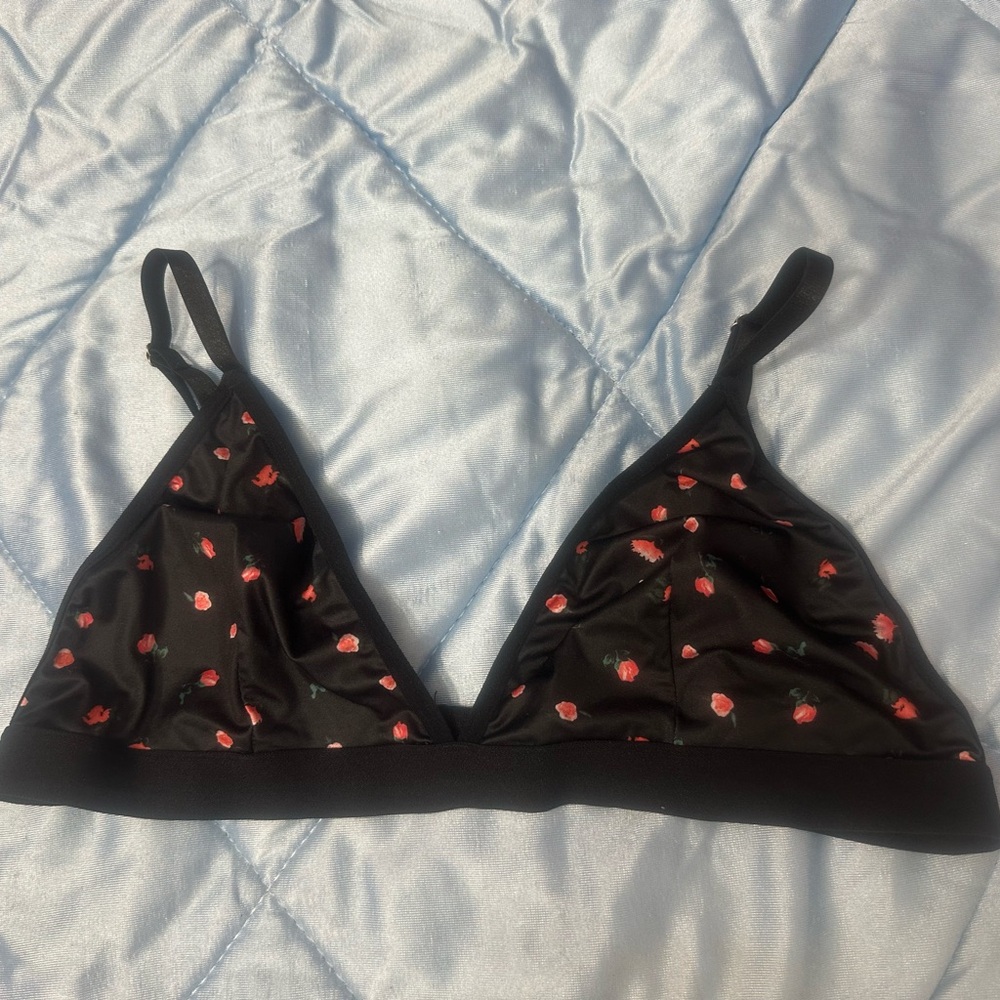Black Floral Women's Bralette